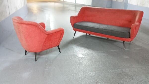 Ensemble 1 canapé 1 fauteuil organique années 50/60