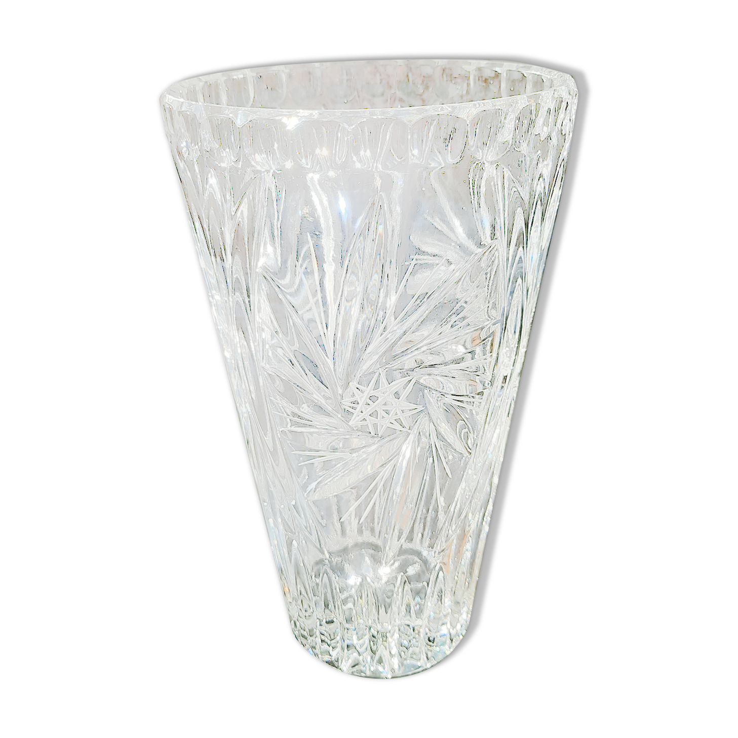 Vintage hand-cut Bohemian crystal vase