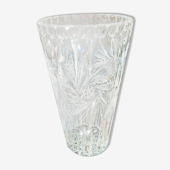 Vintage hand-cut Bohemian crystal vase