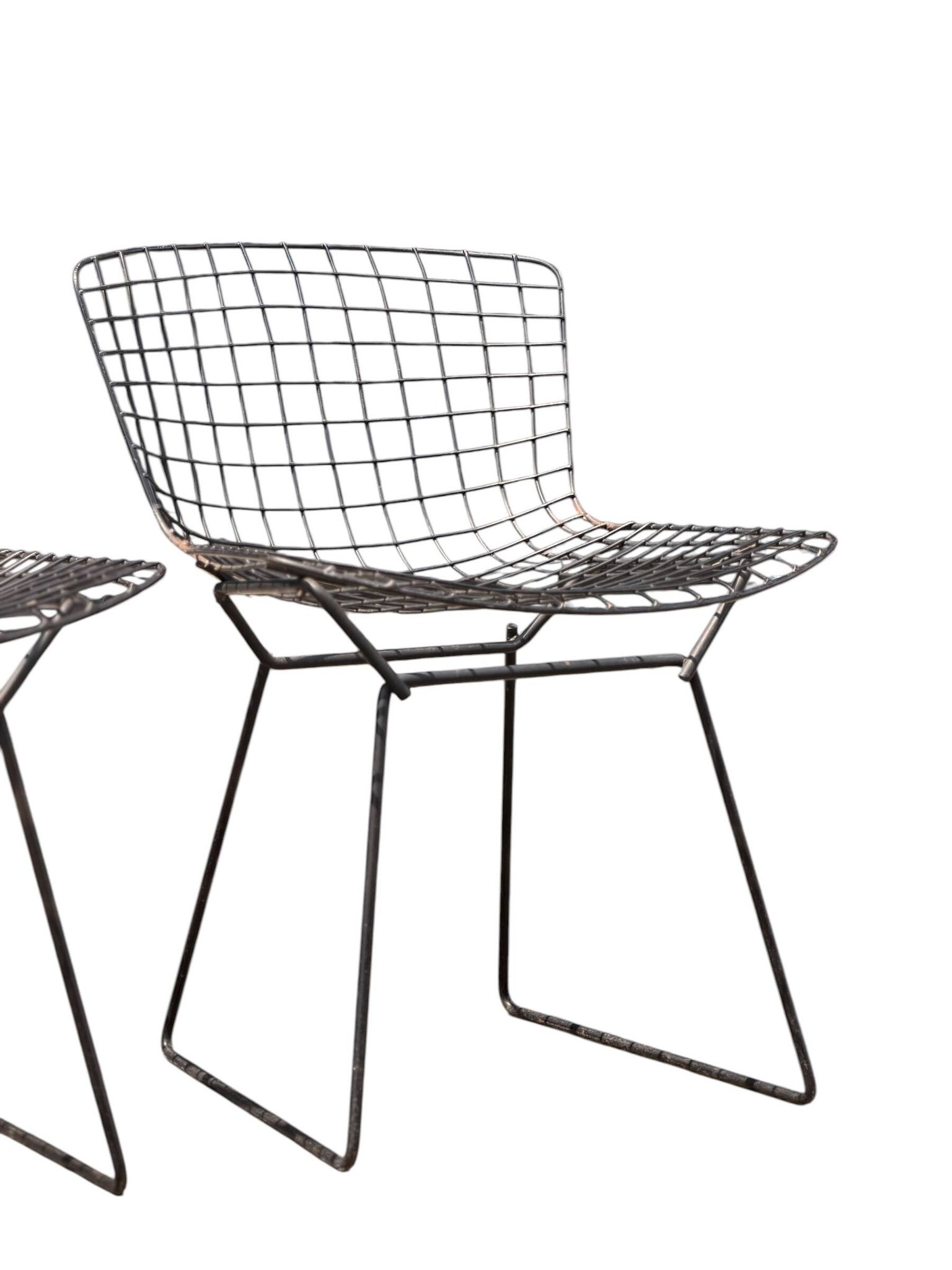 Suite de 4 Chaises "Wire" — Harry Bertoia pour Knoll (Rilsan Noir)