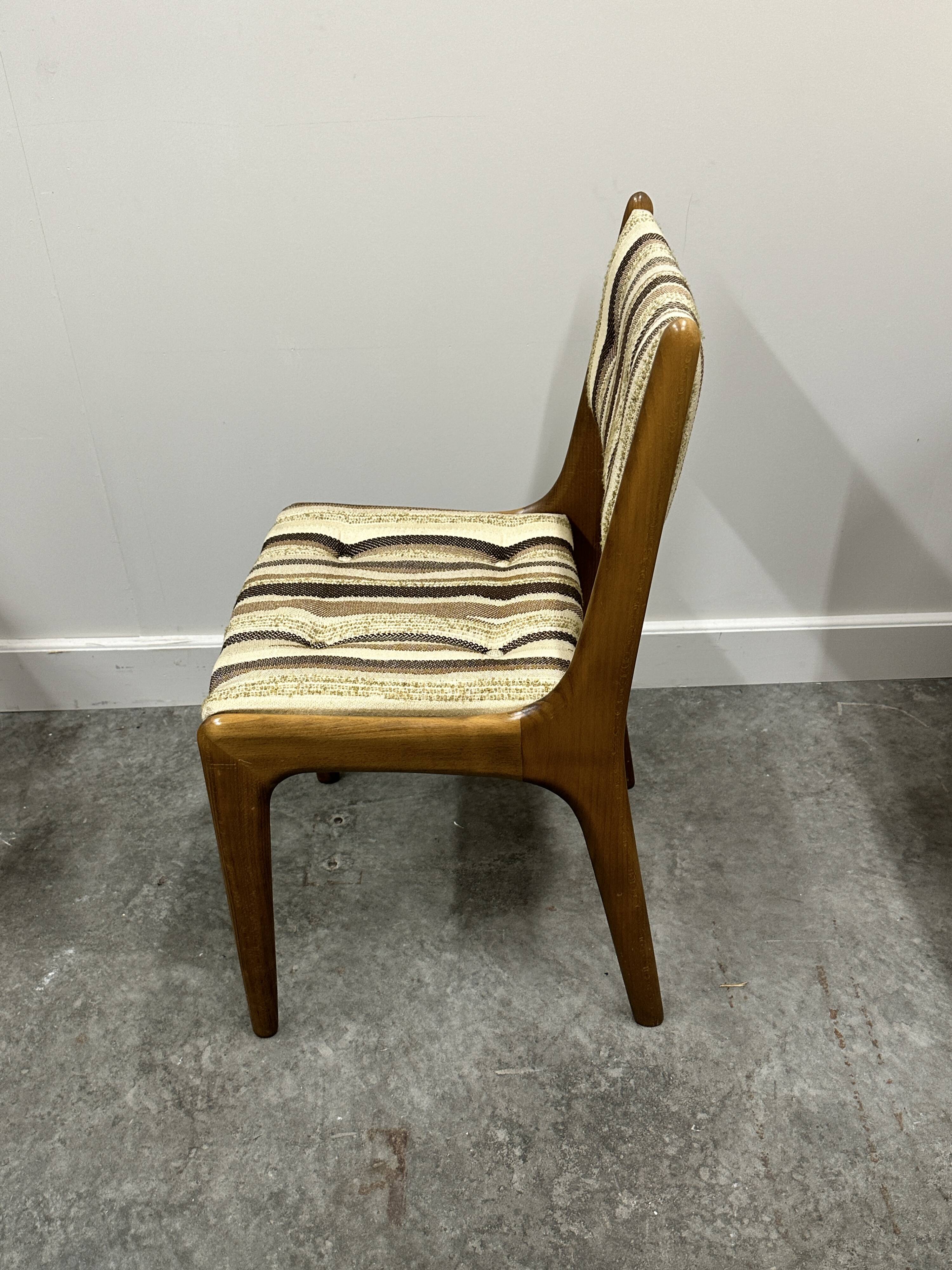 Set of 4 Teak Danish Dining Chairs with Original Fabric, 1970s