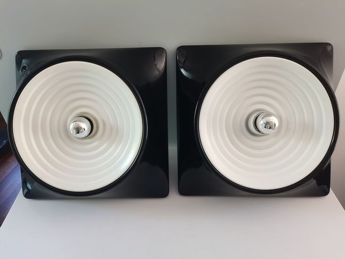 Pair of ceiling lights model 1369 by Studio Nizzoli Associati for Stilnovo