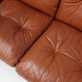 Brown leather 3-seater sofa Coronado by Tobia Scarpa for B&B Italia, Italy ca. 1960