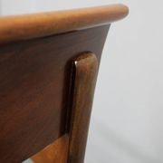 French Art Deco walnut dining chair set with armchairs, France 1930s