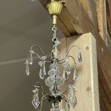 6-light chandelier in bronze and cut crystal from the early 20th century - 1mx50cm