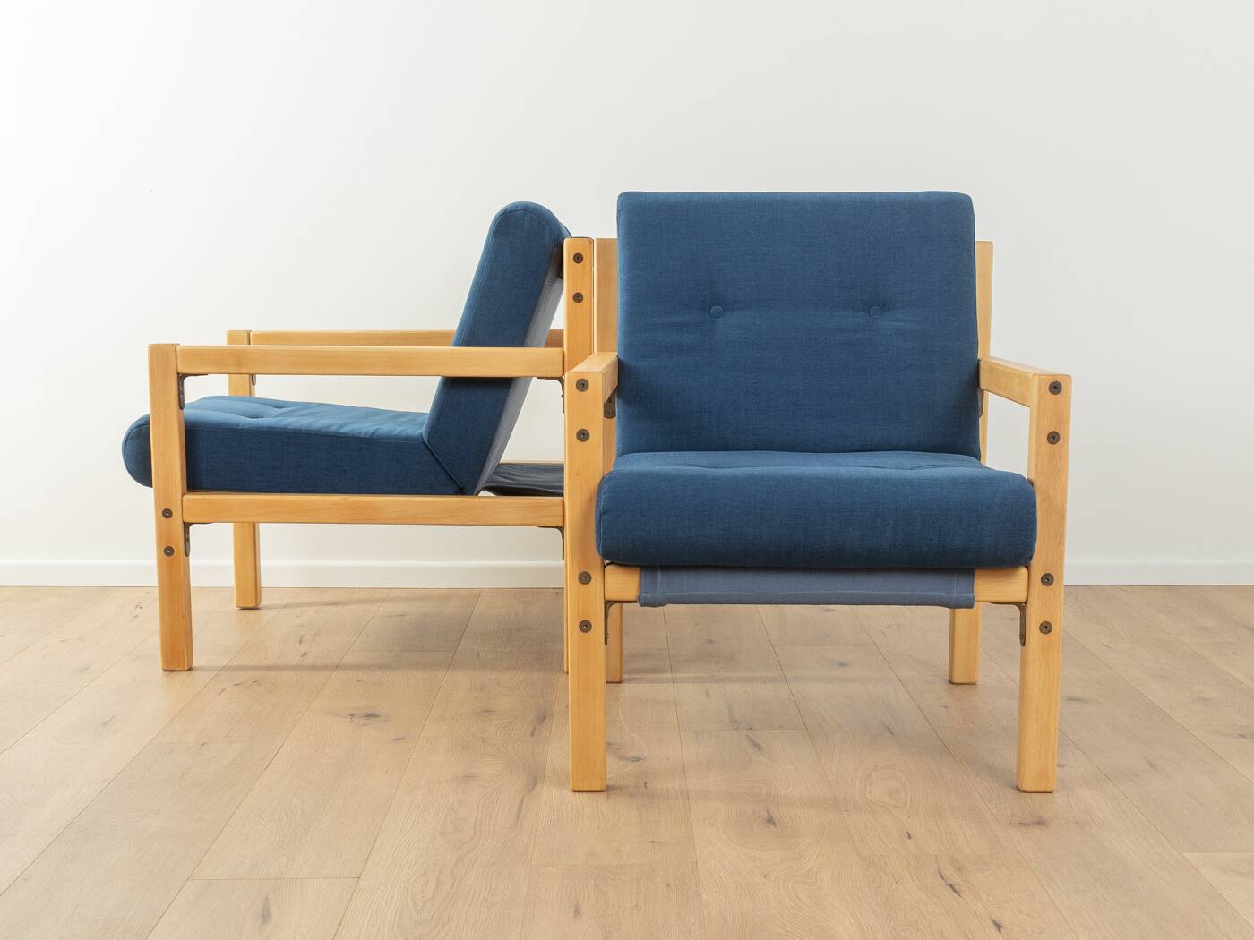 Flötotto armchairs, 1970s, set of 2, blue upholstery