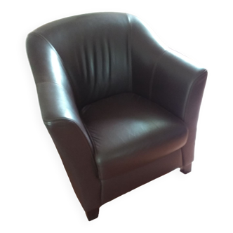 Fauteuil cuir marron Steiner