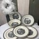 Set of 3 large cups and 3 old Wedgwood Lugano model bread plates