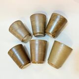 Set de 6 verre gobelets Digouin en grès beige marron