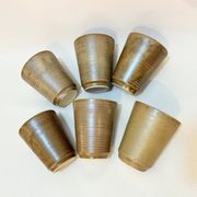 Set of 6 Digouin tumblers in beige brown stoneware