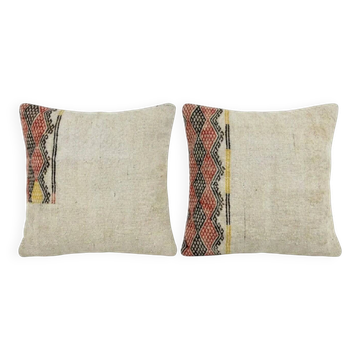 Lot de 2 housses de coussin kilim vintage 61x61 cm