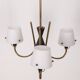 Vintage 50's chandelier with three lights in glass, italian design