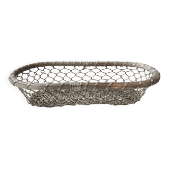 Vintage bread basket in tin enameled iron