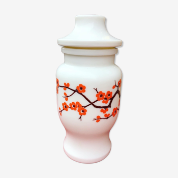 Flowered apothecary jar in opaline