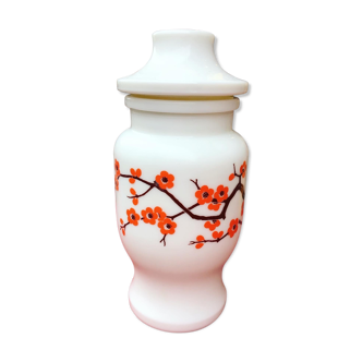 Flowered apothecary jar in opaline