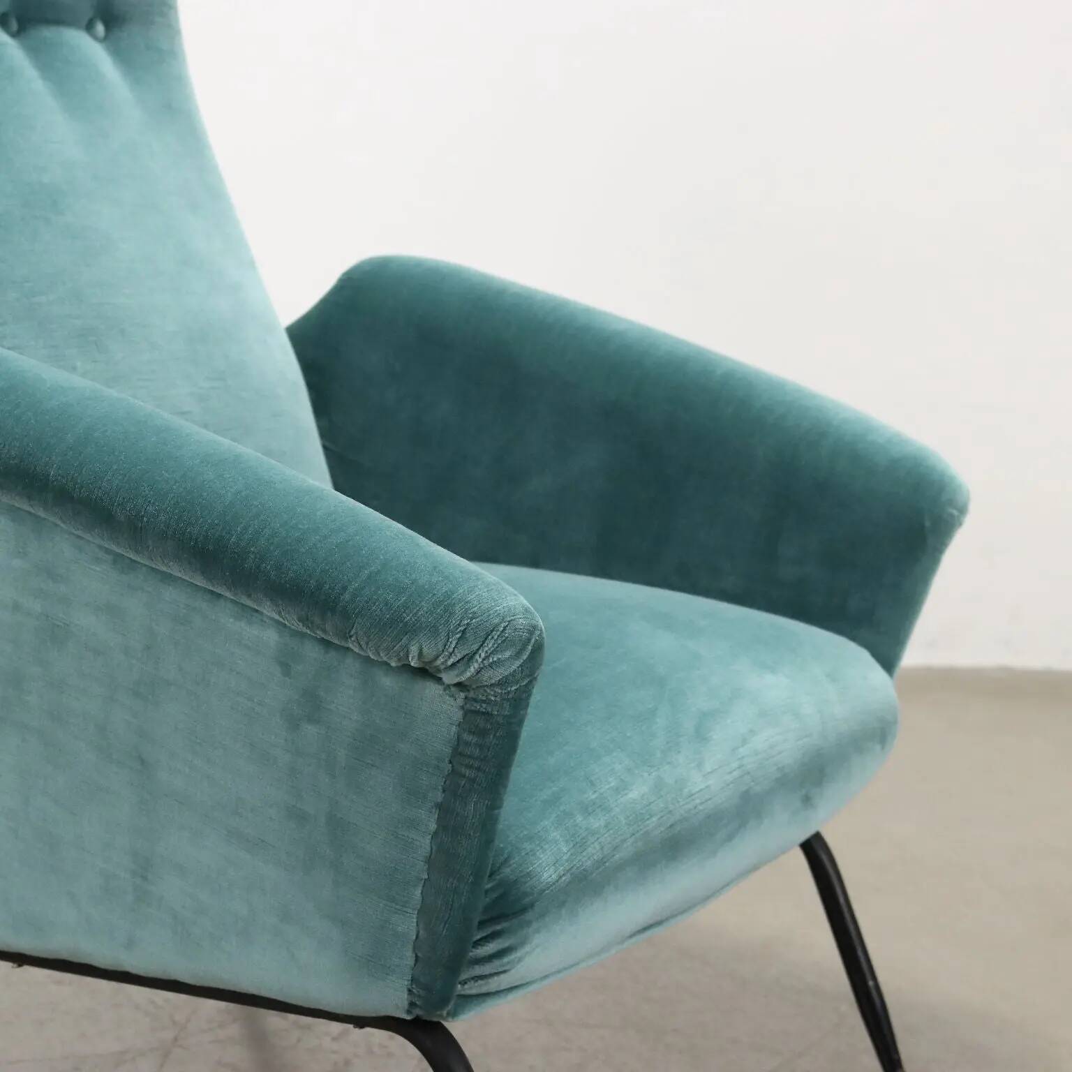 Vintage velvet and brass armchair, design, Italy, 1950s-1960s