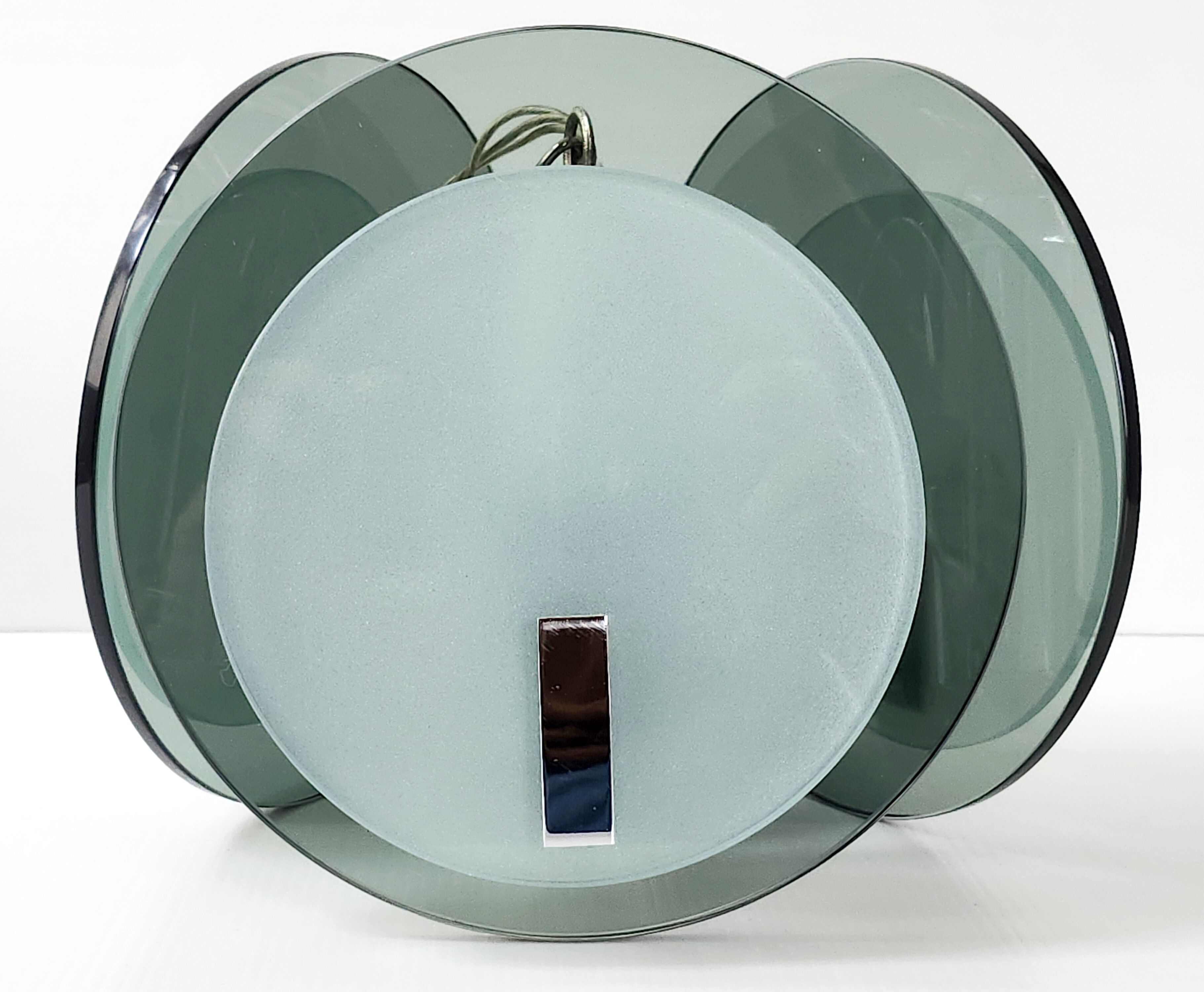 Pendant lamp vintga space age glass & chrome