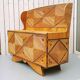 Chest bench, rattan marquetry, vintage 60's