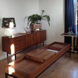 1960s workbench transformed into a very large coffee table.