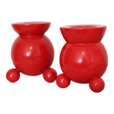 Pair of Swedish Dala Ball Candle holders