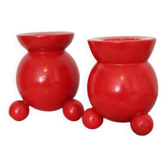 Pair of Swedish Dala Ball Candle holders