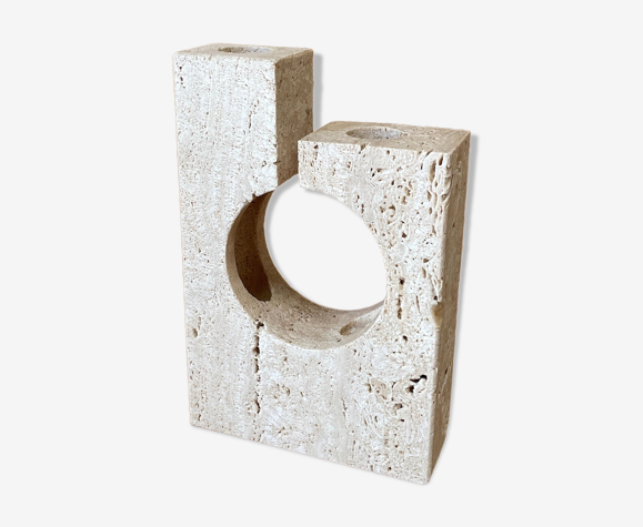 Vase soliflore en travertin 1970