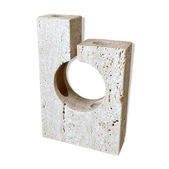 Vase soliflore en travertin 1970