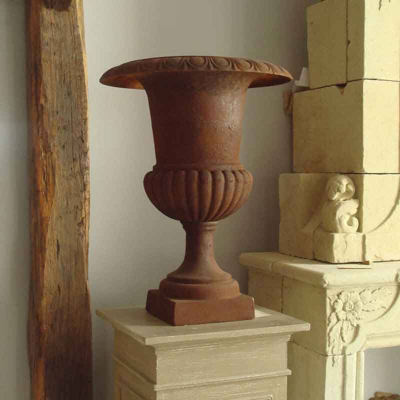 Rust cast iron Medici vase