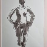 Dessin original à l’encre et lavis, encadrée, 38 x 44 cm