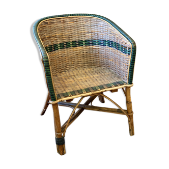 Chair (chair) of old child, wicker and rattan