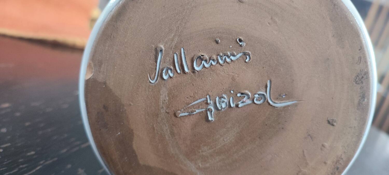 Vallauris ceramic pitcher signed Guizol