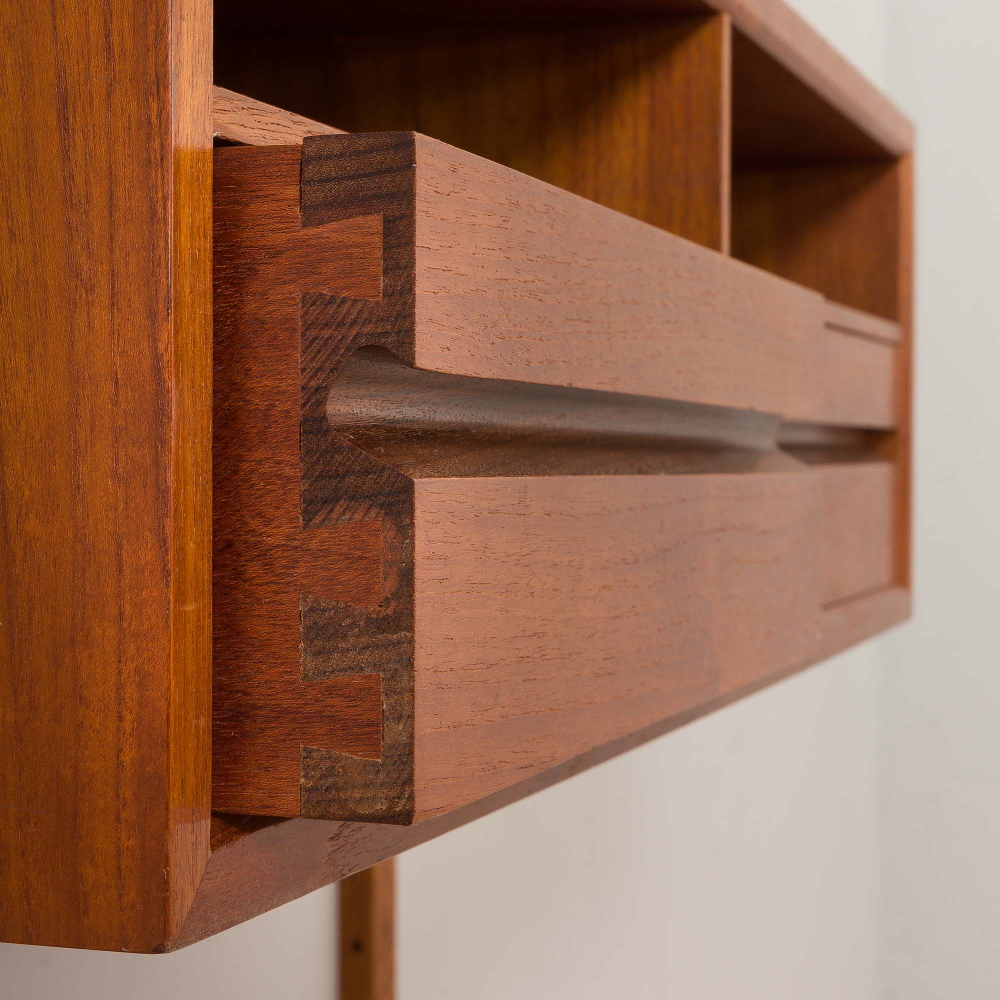 Vintage Poul Cadovius teak entry wall unit bookcase with a console for CADO Denmark, 1960s