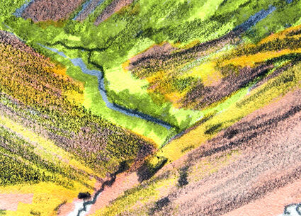 Original monotype back from iceland, illustration