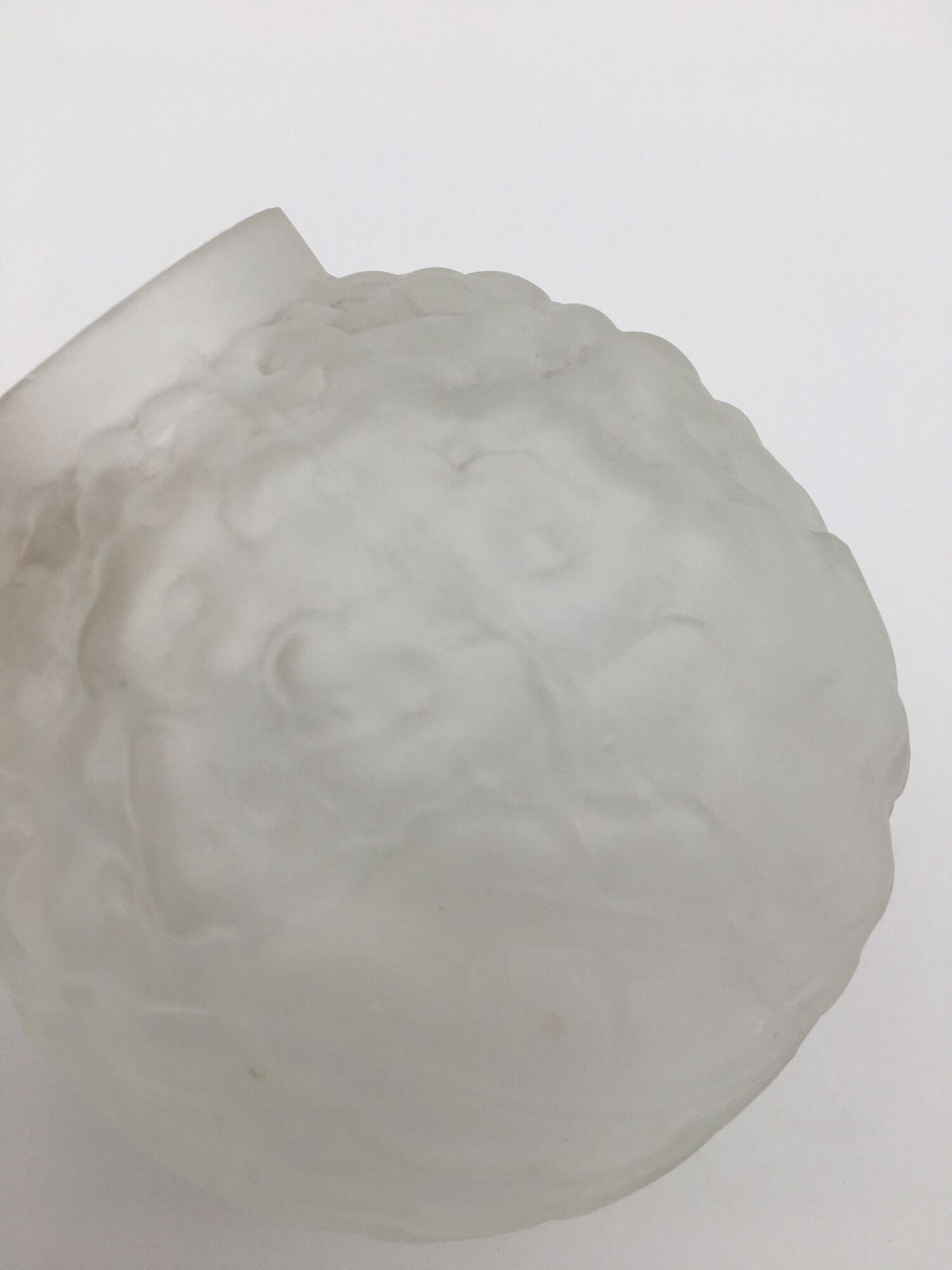 art deco ball vase in moulded pressed glass, satin - 1930s