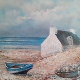 Painting breton landscape signed nedelec