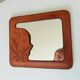 Vintage 70s mirror in wood and leather