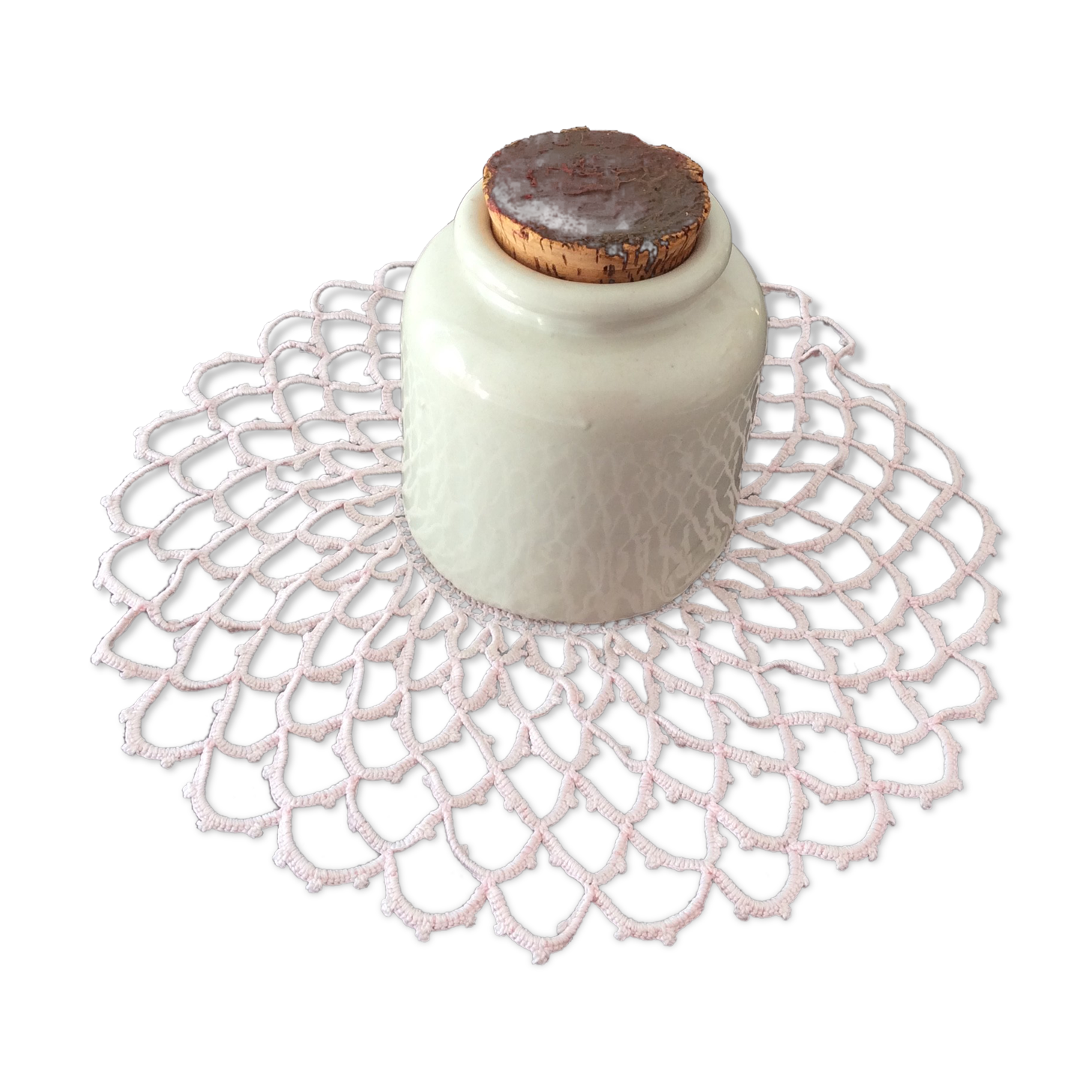 Old mustard pot in glazed stoneware LAB-Lagny with cork stopper