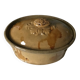 Old terrine of pastry or foie gras in beige glazed earthenware with brown drips. Very beautiful pa