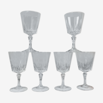 6 verres à eau cristal d'Arques modèle "versailles"