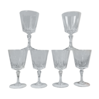 6 verres à eau cristal d'Arques modèle "versailles"