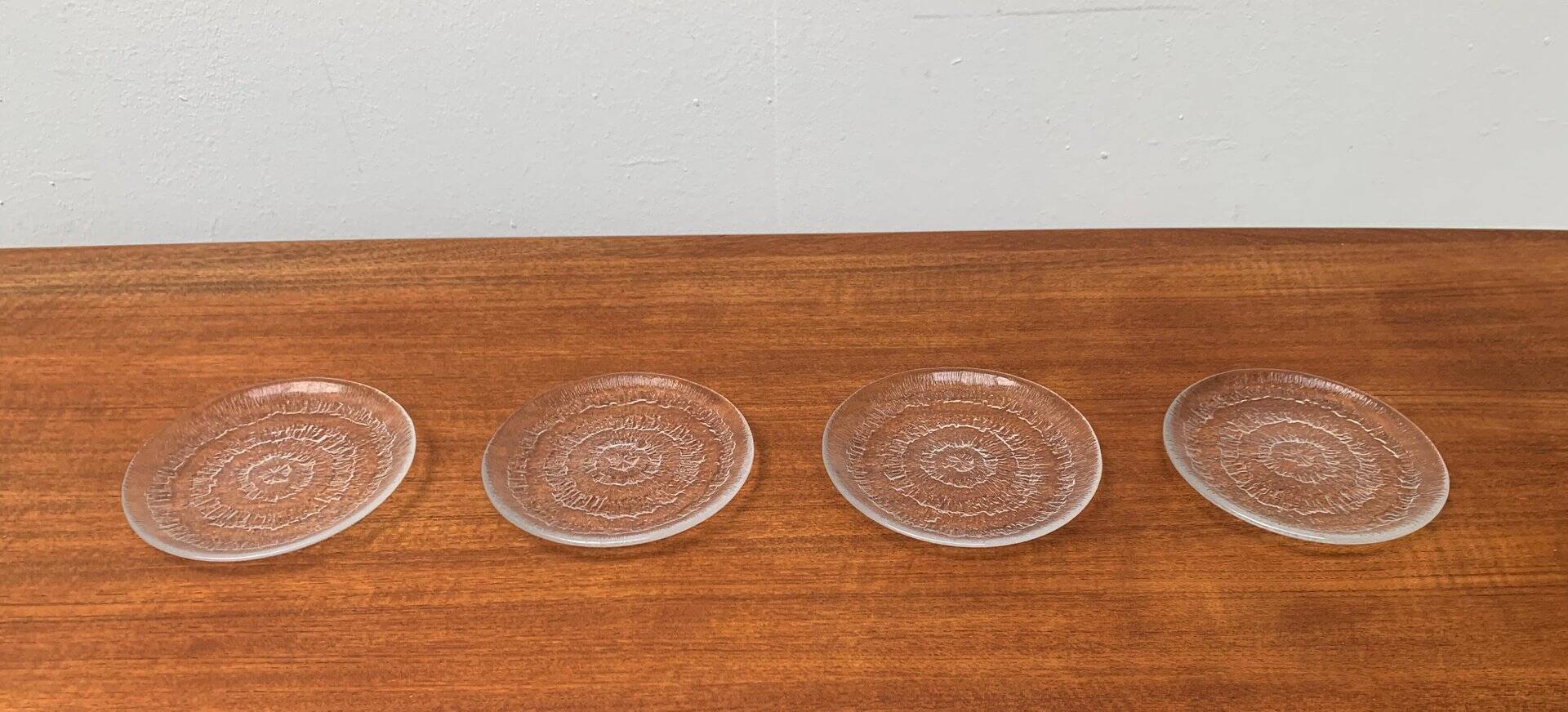Vintage Finnish Glass Plates Solaris by Tapio Wirkkala for Iittala, Set of 5