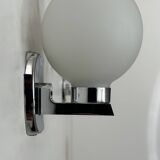 Paire d'appliques vintage en chrome et verre sablé, France, 1960