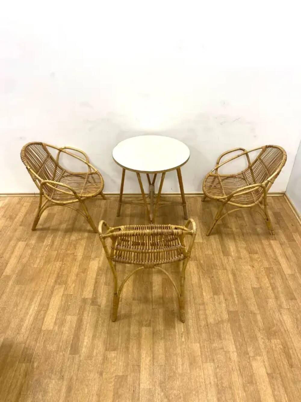 Set of 3 Retro Armchairs with Table, Alan Fuchs, 1960s, Czechoslovakia