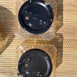 2 square ceiling lights in amber glass, 70s-80s