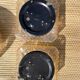 2 square ceiling lights in amber glass, 70s-80s