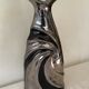 Vase vintage en faïence laquée argenté et noir estampillé