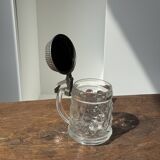 Alsatian beer mug with figurative pewter lid