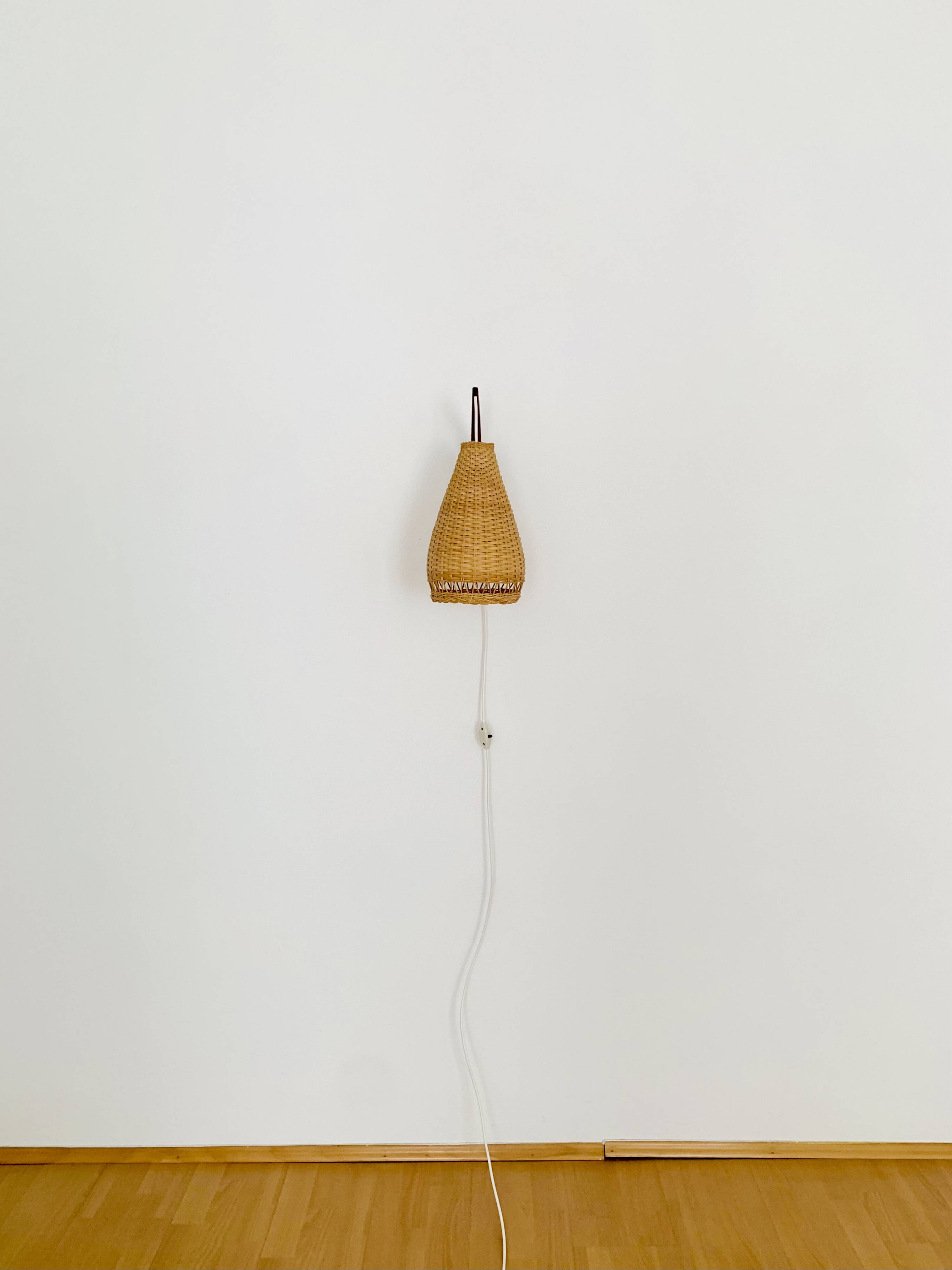 Danish Teak and Wicker Wall Lamp