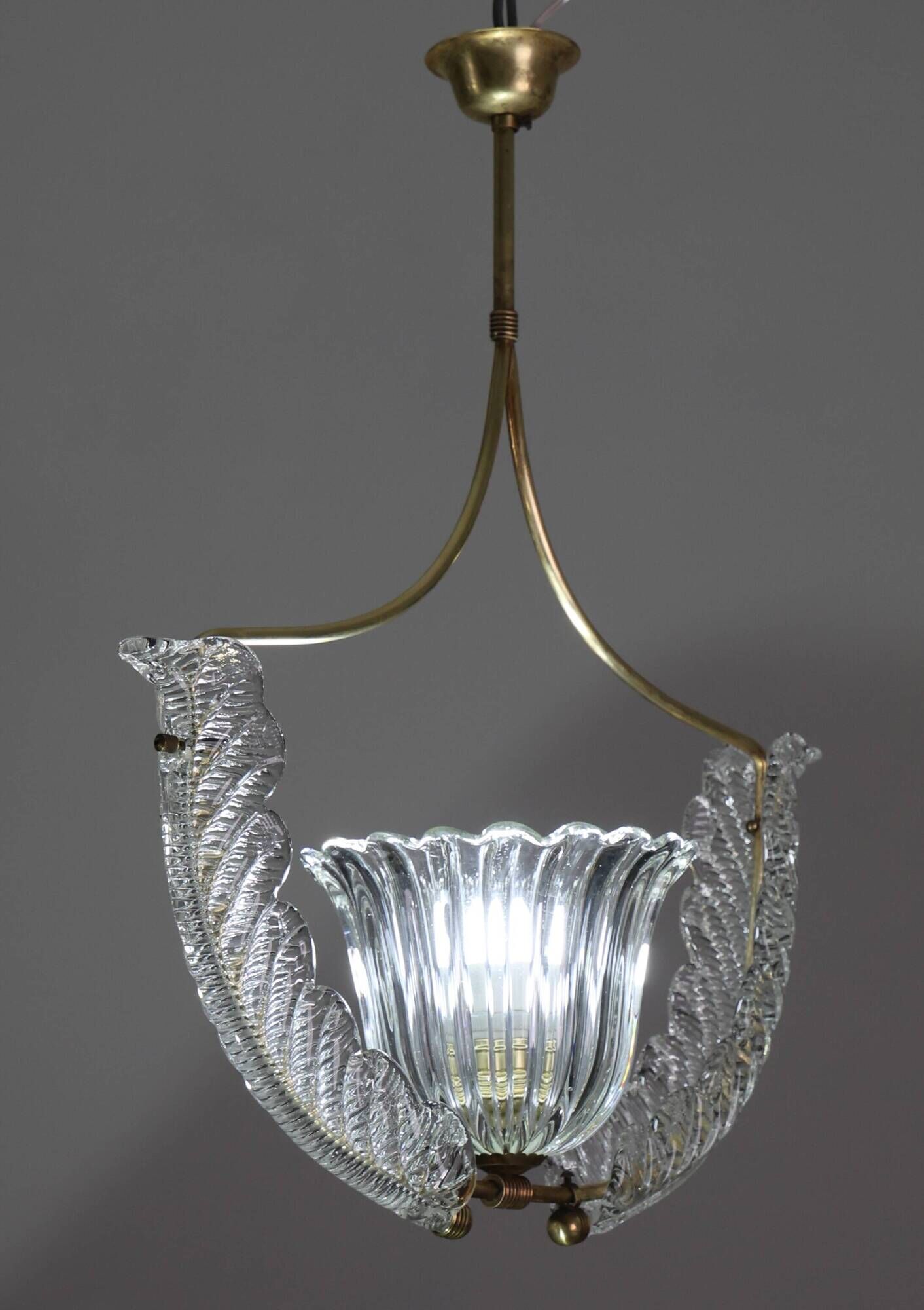 Fascinating Art Deco Pendant Murano Glass Chandelier by Ercole Barovier, 19