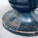 Handcrafted Low Stool in Carved Stained Wood, Africa, 1950s